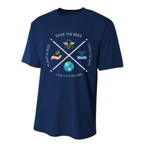 Earth Day Save The Bees Plant More Trees Clean The Seas Performance Sprint T-Shirt