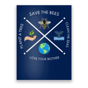 Earth Day Save The Bees Plant More Trees Clean The Seas Poster