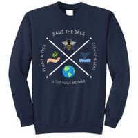 Earth Day Save The Bees Plant More Trees Clean The Seas Tall Sweatshirt