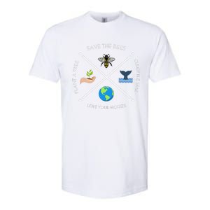 Earth Day Save The Bees Plant More Trees Clean The Seas Softstyle CVC T-Shirt