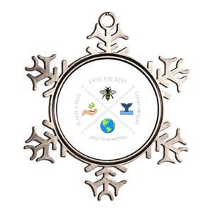 Earth Day Save The Bees Plant More Trees Clean The Seas Metallic Star Ornament