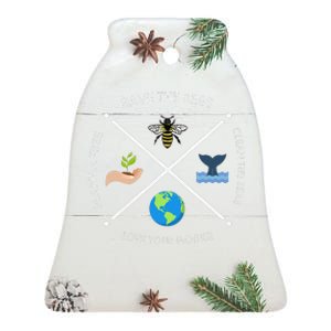 Earth Day Save The Bees Plant More Trees Clean The Seas Ceramic Bell Ornament