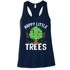 Earth Day Save The Earth Environmentalist Happy Little Trees Women's Racerback Tank