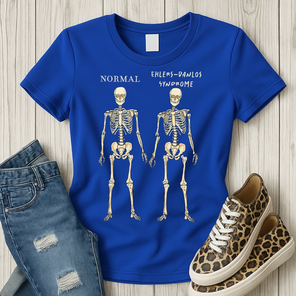 Ehlers Danlos Syndrome Skeletons Zebra Awareness Womens T-Shirt