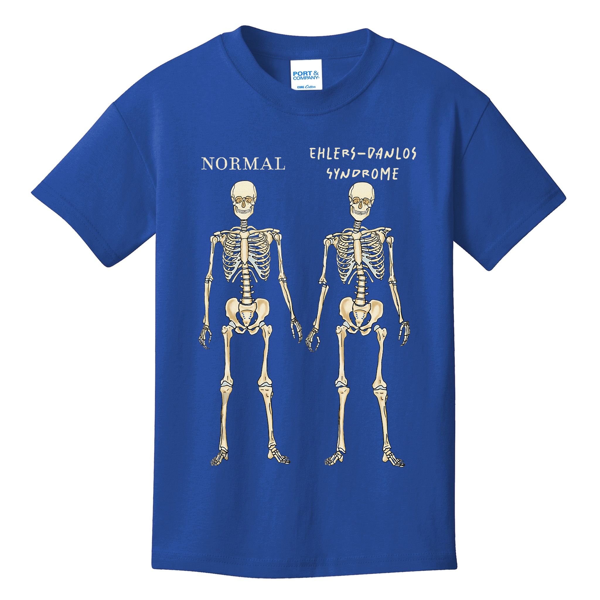 Ehlers Danlos Syndrome Skeletons Zebra Awareness Kids T-Shirt