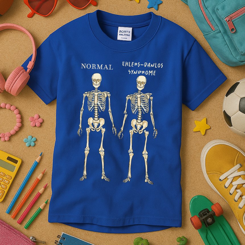 Ehlers Danlos Syndrome Skeletons Zebra Awareness Kids T-Shirt