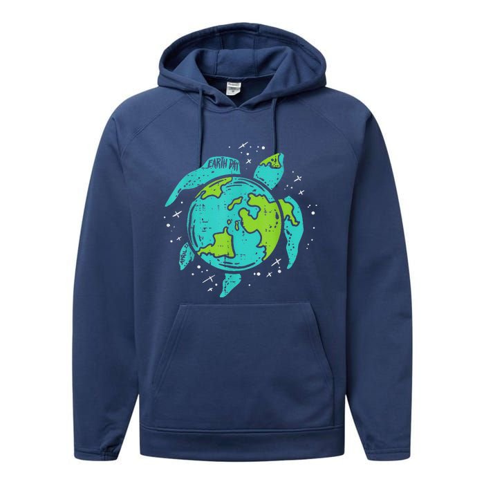 Earth Day Sea Turtle Save The Planet Cute Performance Fleece Hoodie