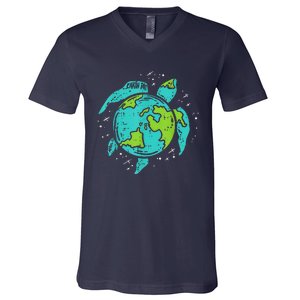 Earth Day Sea Turtle Save The Planet Cute V-Neck T-Shirt