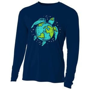 Earth Day Sea Turtle Save The Planet Cute Cooling Performance Long Sleeve Crew