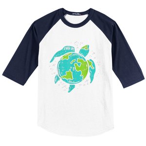 Earth Day Sea Turtle Save The Planet Cute Baseball Sleeve Shirt