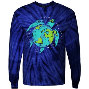 Earth Day Sea Turtle Save The Planet Cute Tie-Dye Long Sleeve Shirt