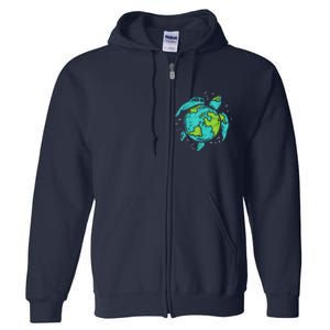 Earth Day Sea Turtle Save The Planet Cute Full Zip Hoodie