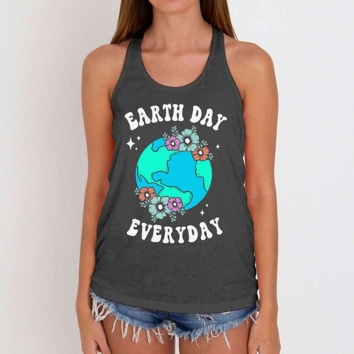 Earth Day Save Our Home Plant More Trees Go Planet Women's Knotted Racerback Tank