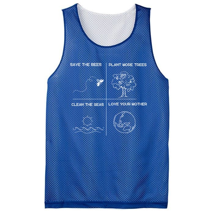 Earth Day Save The Bees Plant More Trees Clean The Seas Great Gift Mesh Reversible Basketball Jersey Tank