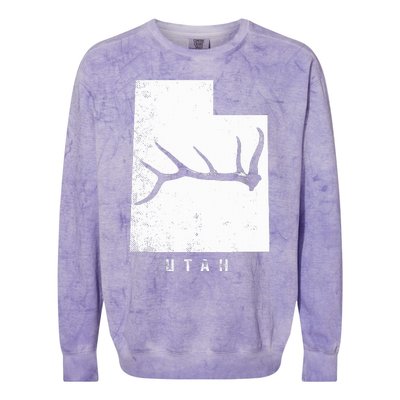 Elk & Deer Shed Antler Hunting Utah Map Colorblast Crewneck Sweatshirt