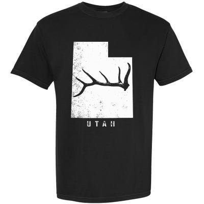 Elk & Deer Shed Antler Hunting Utah Map Garment-Dyed Heavyweight T-Shirt