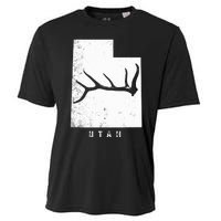 Elk & Deer Shed Antler Hunting Utah Map Cooling Performance Crew T-Shirt