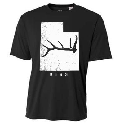 Elk & Deer Shed Antler Hunting Utah Map Cooling Performance Crew T-Shirt