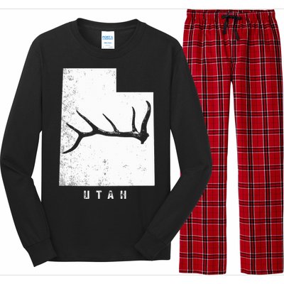 Elk & Deer Shed Antler Hunting Utah Map Long Sleeve Pajama Set