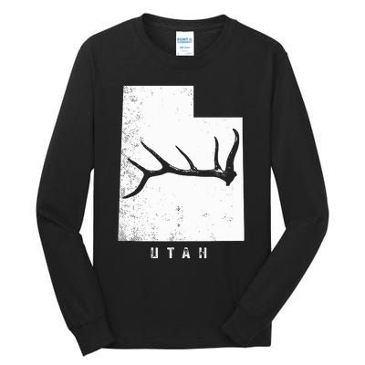 Elk & Deer Shed Antler Hunting Utah Map Tall Long Sleeve T-Shirt