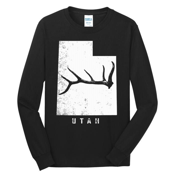 Elk & Deer Shed Antler Hunting Utah Map Tall Long Sleeve T-Shirt