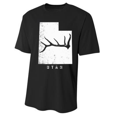 Elk & Deer Shed Antler Hunting Utah Map Performance Sprint T-Shirt