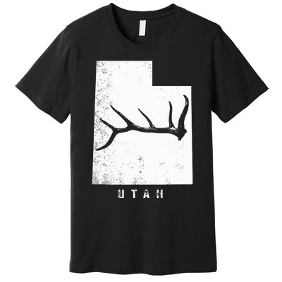 Elk & Deer Shed Antler Hunting Utah Map Premium T-Shirt