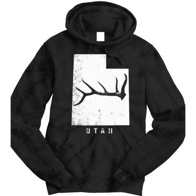 Elk & Deer Shed Antler Hunting Utah Map Tie Dye Hoodie