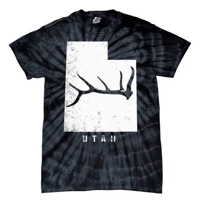 Elk & Deer Shed Antler Hunting Utah Map Tie-Dye T-Shirt