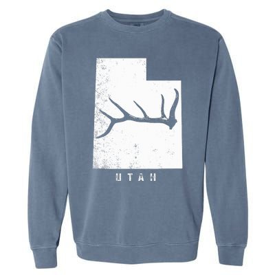 Elk & Deer Shed Antler Hunting Utah Map Garment-Dyed Sweatshirt