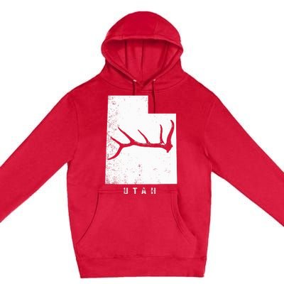 Elk & Deer Shed Antler Hunting Utah Map Premium Pullover Hoodie