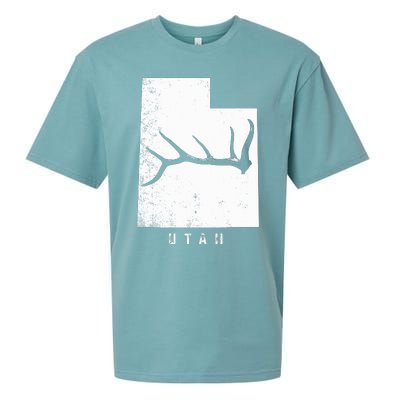 Elk & Deer Shed Antler Hunting Utah Map Sueded Cloud Jersey T-Shirt