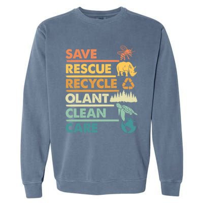 Earth Day Save Bees Rescue Animals Recycle Plastics Gift Garment-Dyed Sweatshirt