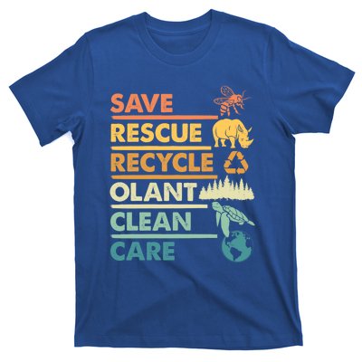 Earth Day Save Bees Rescue Animals Recycle Plastics Gift T-Shirt