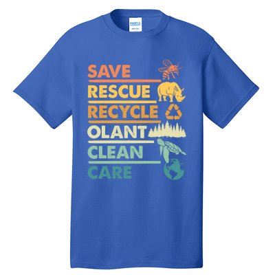 Earth Day Save Bees Rescue Animals Recycle Plastics Gift Tall T-Shirt