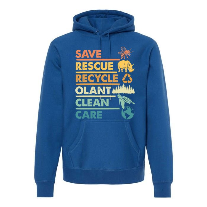 Earth Day Save Bees Rescue Animals Recycle Plastics Gift Premium Hoodie