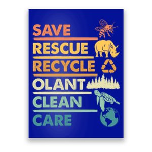 Earth Day Save Bees Rescue Animals Recycle Plastics Gift Poster