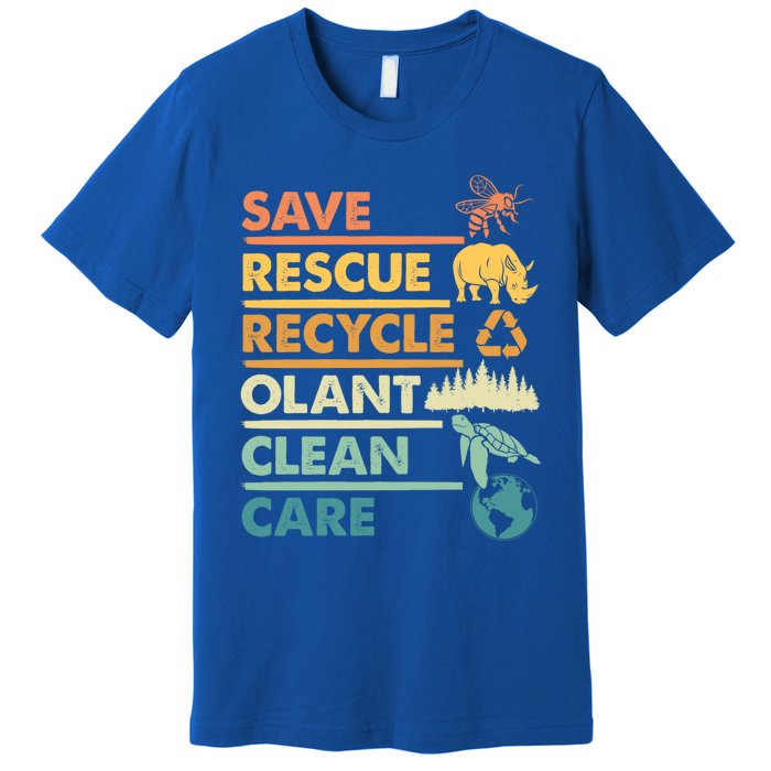 Earth Day Save Bees Rescue Animals Recycle Plastics Gift Premium T-Shirt