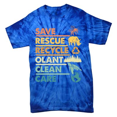 Earth Day Save Bees Rescue Animals Recycle Plastics Gift Tie-Dye T-Shirt