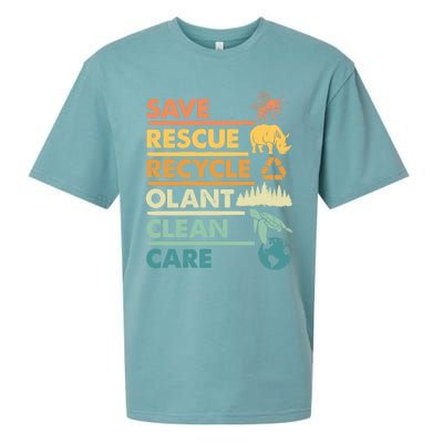 Earth Day Save Bees Rescue Animals Recycle Plastics Gift Sueded Cloud Jersey T-Shirt