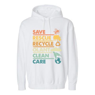 Earth Day Save Bees Rescue Animals Recycle Plastics Gift Garment-Dyed Fleece Hoodie