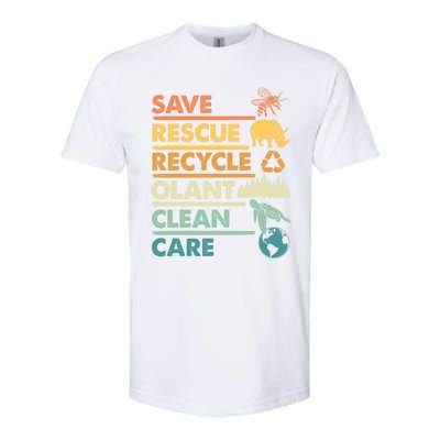 Earth Day Save Bees Rescue Animals Recycle Plastics Gift Softstyle CVC T-Shirt