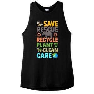 Earth Day Save Bees Rescue Animals Recycle Plastics Great Gift Ladies PosiCharge Tri-Blend Wicking Tank