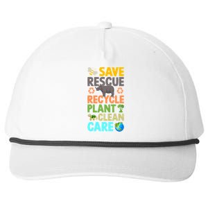 Earth Day Save Bees Rescue Animals Recycle Plastics Great Gift Snapback Five-Panel Rope Hat