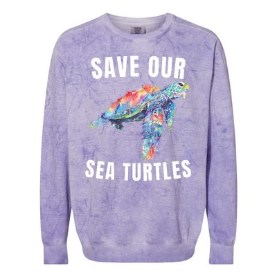 Earth Day, Save Our Sea Turtles Marine Life Sea Turtle Lover Colorblast Crewneck Sweatshirt