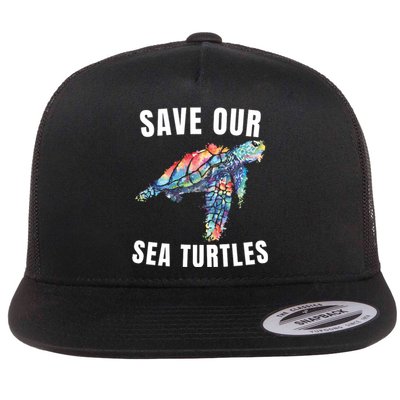 Earth Day, Save Our Sea Turtles Marine Life Sea Turtle Lover Flat Bill Trucker Hat