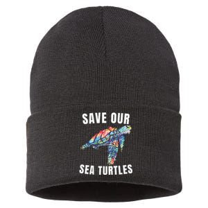 Earth Day, Save Our Sea Turtles Marine Life Sea Turtle Lover Sustainable Knit Beanie