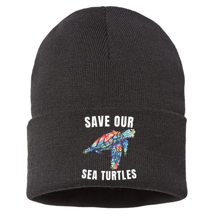 Earth Day, Save Our Sea Turtles Marine Life Sea Turtle Lover Sustainable Knit Beanie