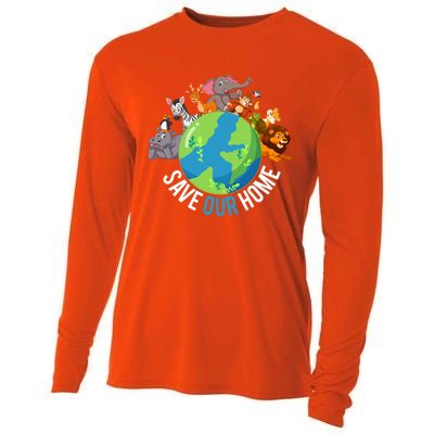 Earth Day Save Our Home Animals Wildlife Environt Planet Gift Cooling Performance Long Sleeve Crew