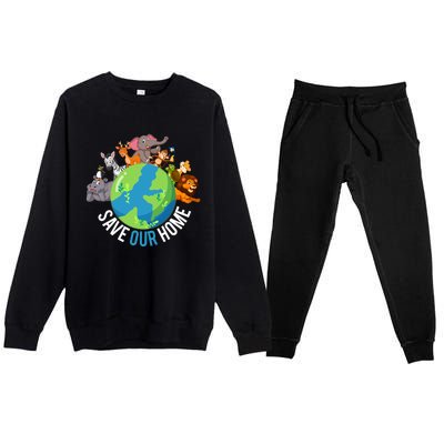 Earth Day Save Our Home Animals Wildlife Environt Planet Gift Premium Crewneck Sweatsuit Set